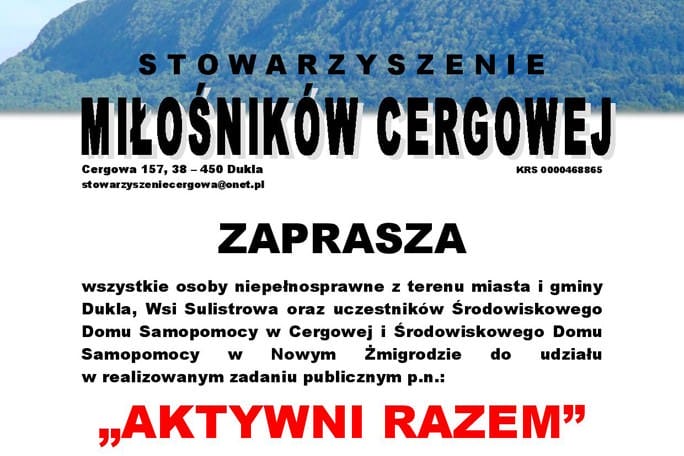 Aktywni Razem - informacja Stowarzyszenia Miłosników Cergowej