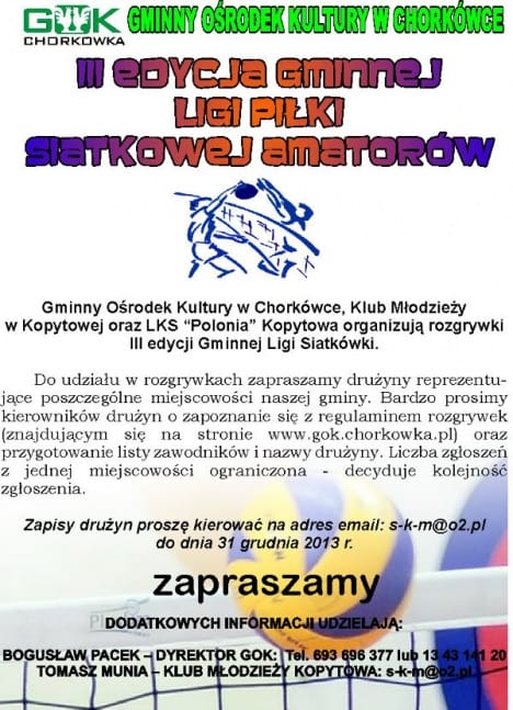 III Edycja Gminnej Ligi Piłki Siatkowej Amatorów