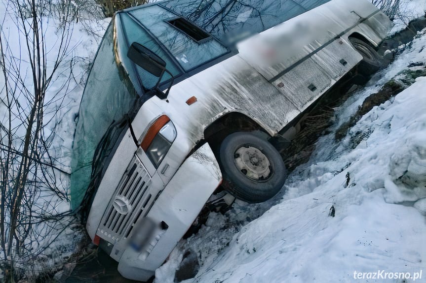 Autobus wpadł do rowu