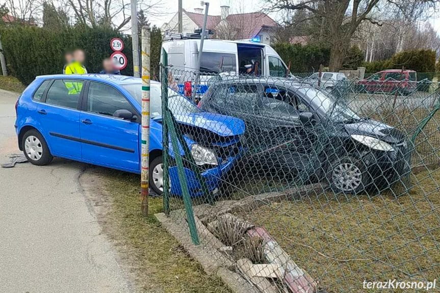 Po zderzeniu wjechali w ogrodzenie