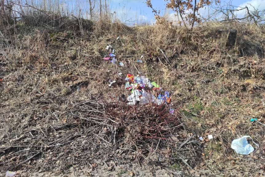 Wyrzuciła śmieci przy drodze