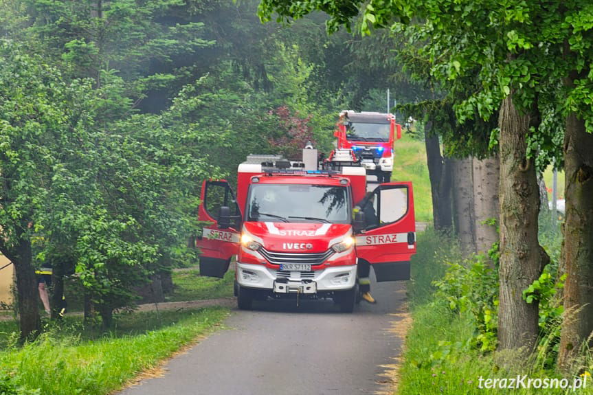 Pożar samochodu w Niżnej Łące