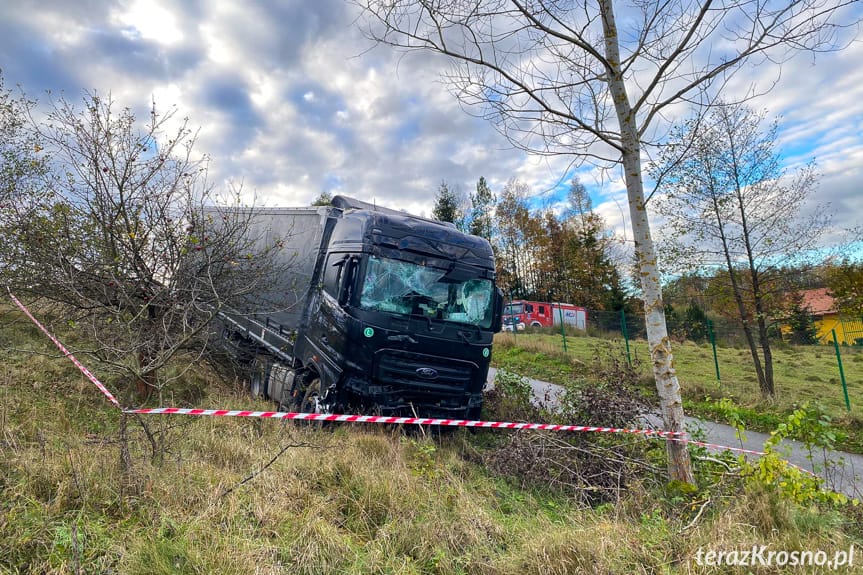 Tir wypadł z drogi w Jasienicy Rosielnej