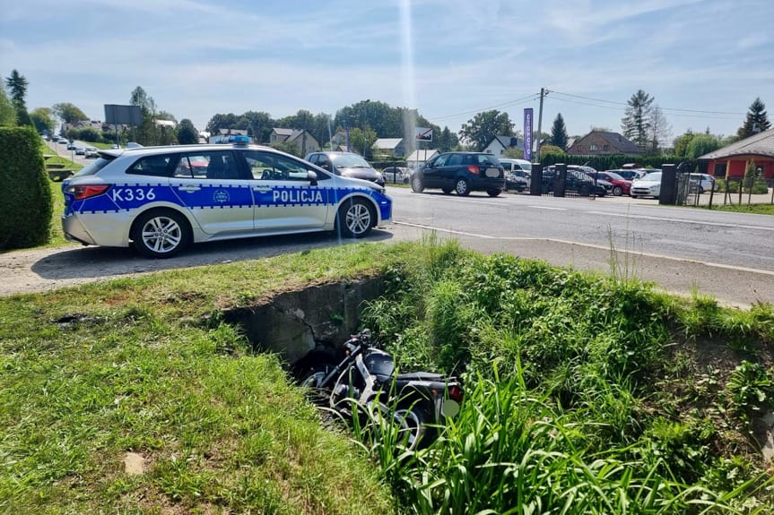 Wypadek motocyklisty w Humniskach - kierowca bez uprawnień