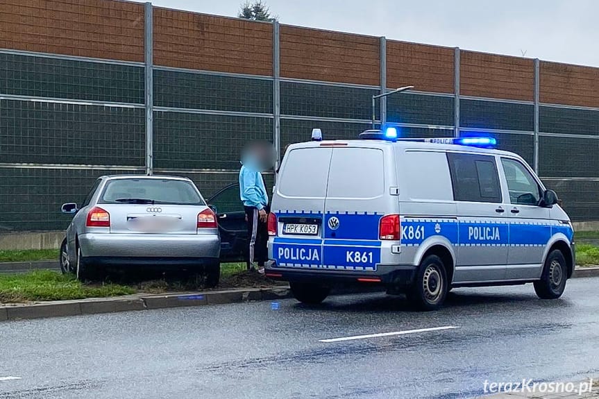 Kolizja na Podkarpackiej. Auto zatrzymało się na pasie zieleni