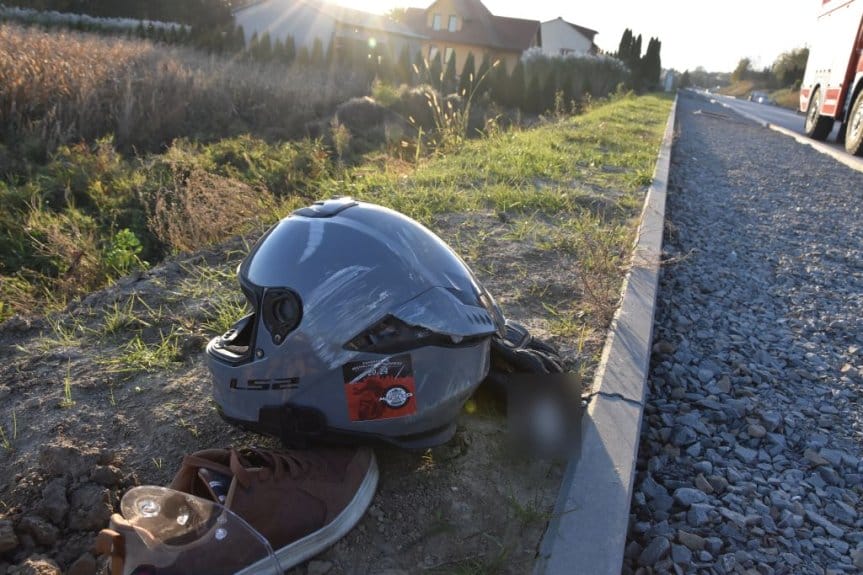 Wypadek w Prychniku. Zderzenie motocykla z samochodem osobowym