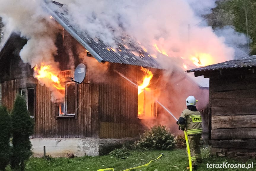 Pożar domu w Łączkach Jagiellońskich