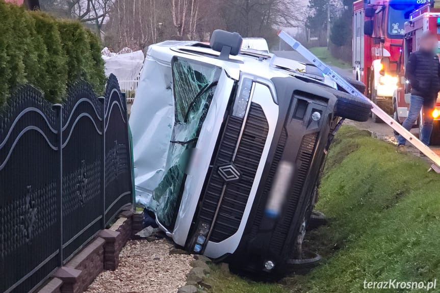 Bus z pieczywem w rowie. Sarna wybiegła nagle na drogę