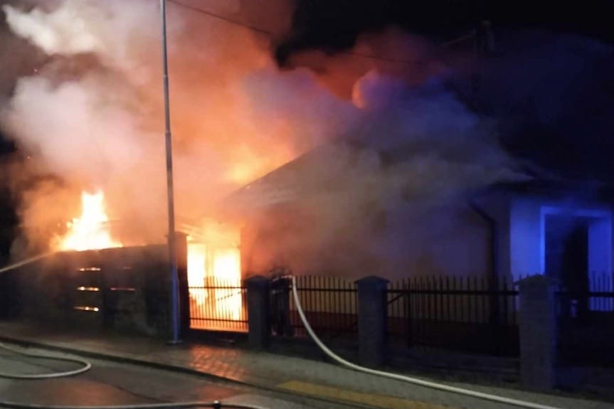 Pożar budynku w Głogowie Małopolskim