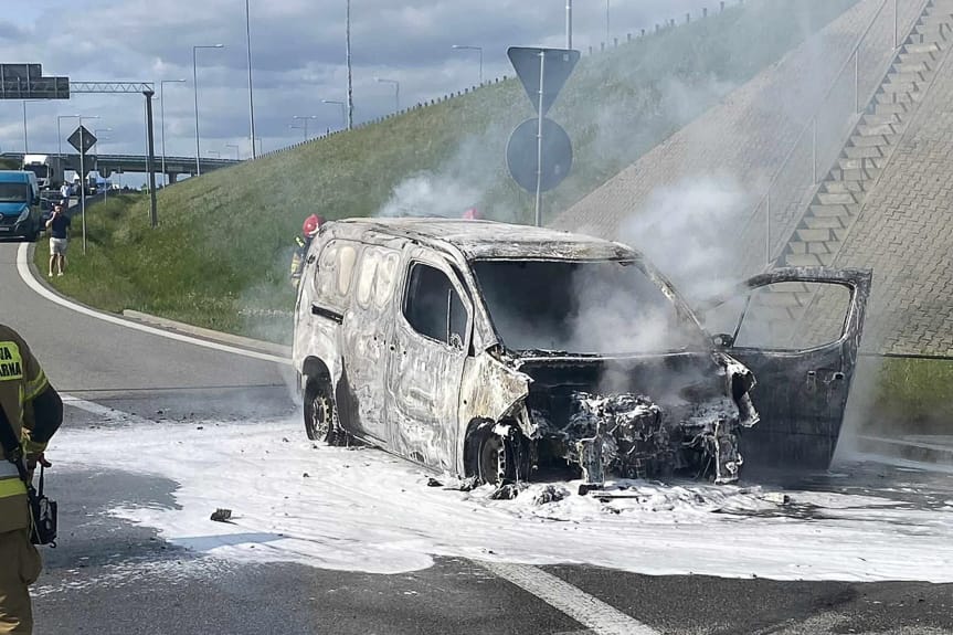 Pożar samochodu w Racławówce