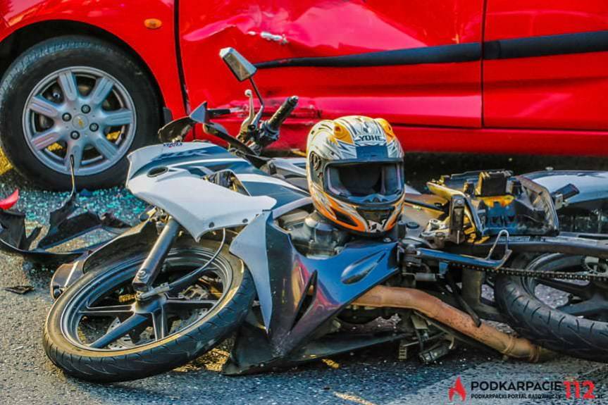 Zderzenie motocyklisty z samochodem