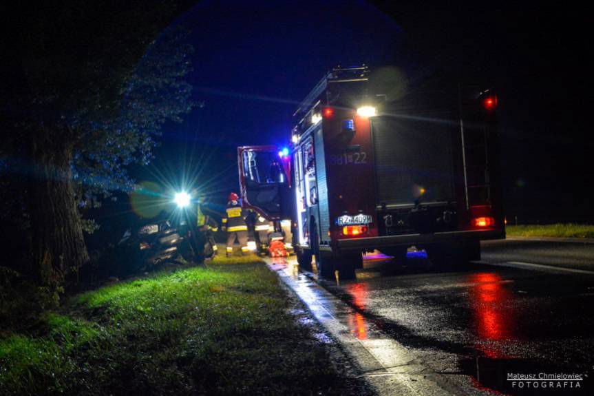 Wypadek samochodu osobowego, 2 osoby poszkodowane