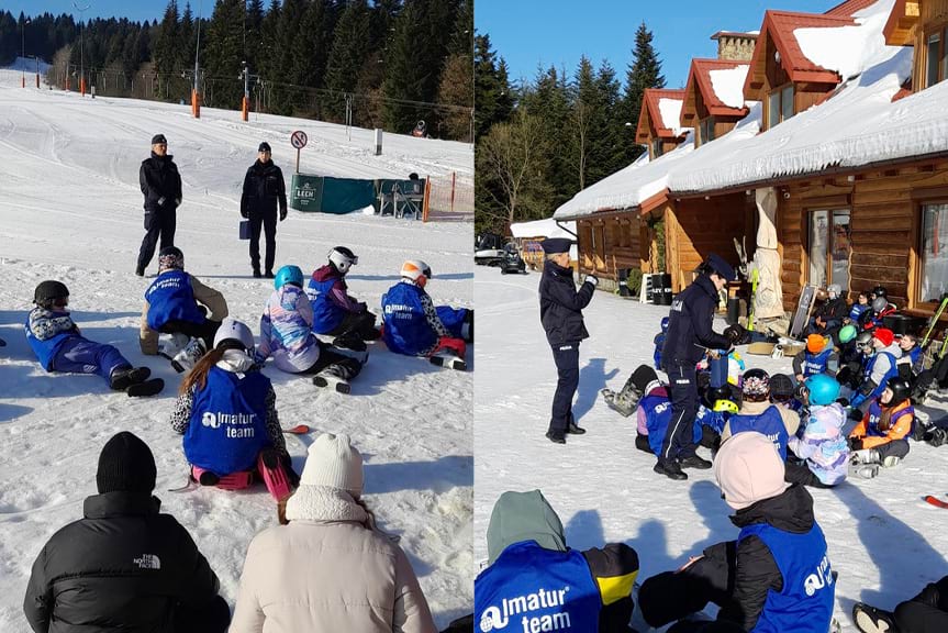 Spotkanie na stoku z młodymi narciarzami