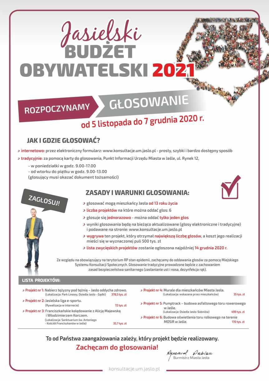 Jasielski budżet obywatelski. Głosowanie od 5 listopada do 7 grudnia
