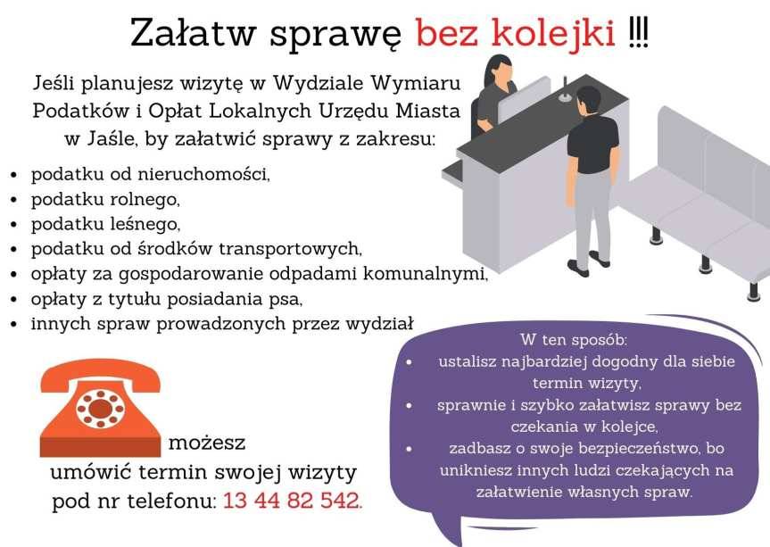 Urząd Miasta w Jaśle: załatw sprawę bez kolejki