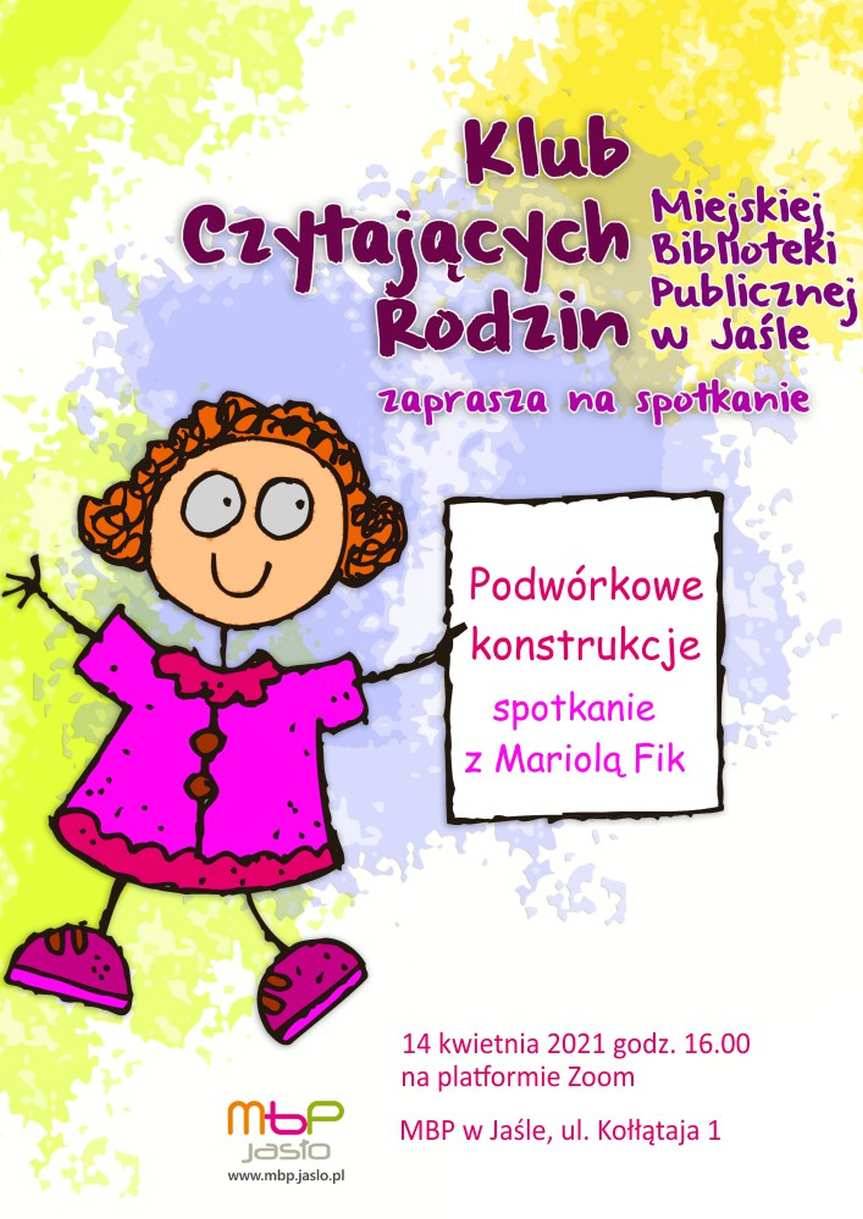Miejska Biblioteka Publiczna w Jaśle. Spotkanie on-line z Mariolą Fik