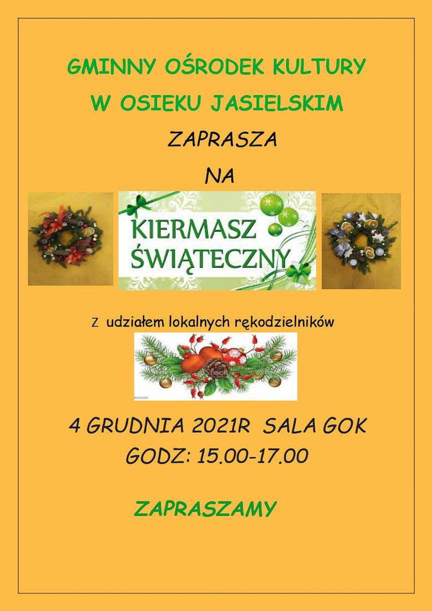 Kiermasz Świąteczny w Osieku Jasielskim - zapowiedź