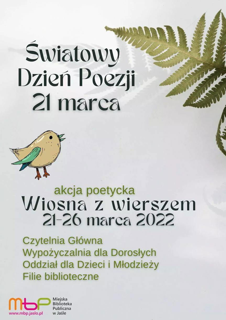"Wiosna z wierszem" - Światowy Dzień Poezji w jasielskiej bibliotece