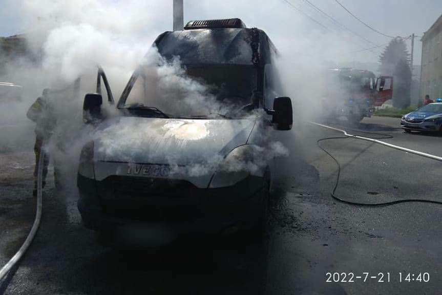 Pożar samochodu dostawczego w Niegłowicach