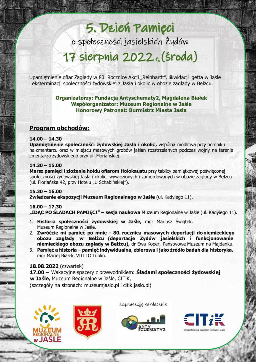V dzień pamięci o społeczności jasielskich Żydów - zapowiedź