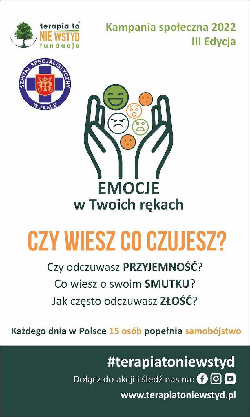 Centrum Zdrowia Psychicznego jasielskiego Szpitala wspiera kampanię społeczną "Emocje w Twoich Rękach"