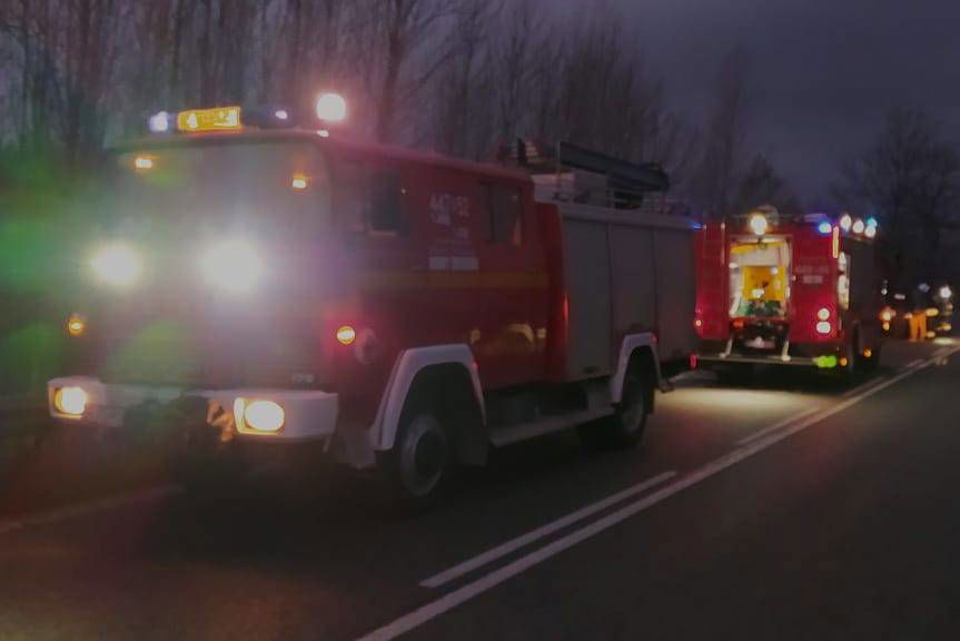 Pożar BMW w Łysej Górze