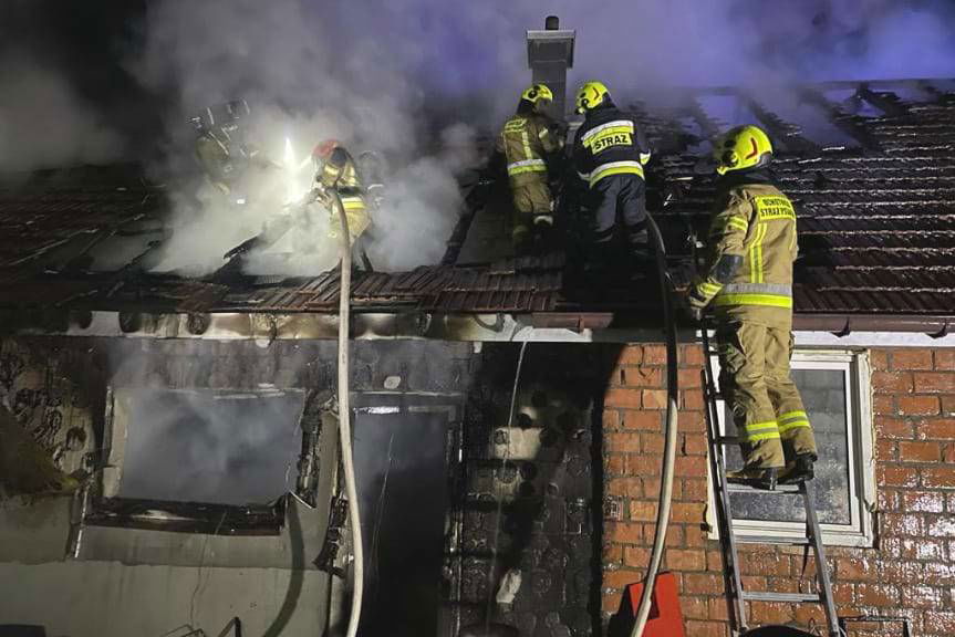 Pożar budynku w Bieździadka Góry