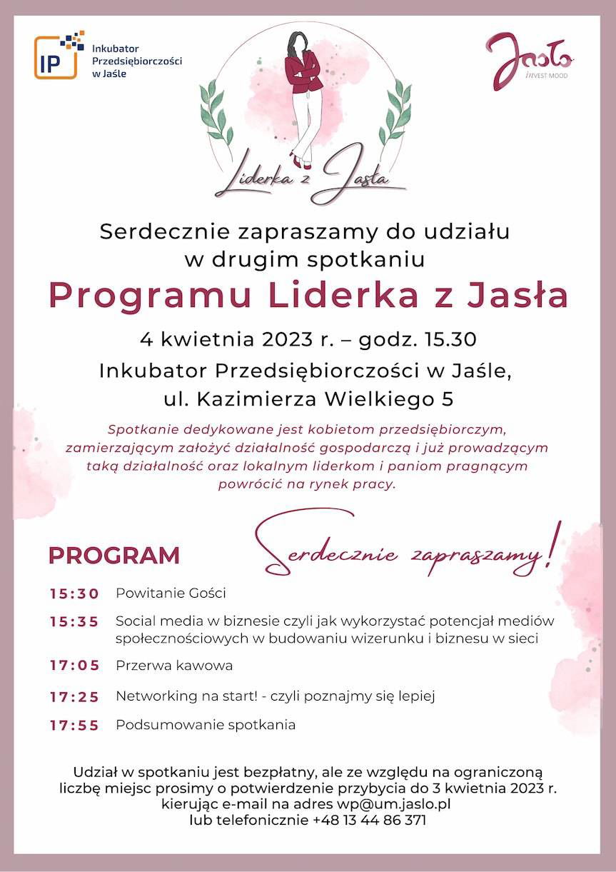 4 kwietnia drugie spotkanie z cyklu Liderka z Jasła