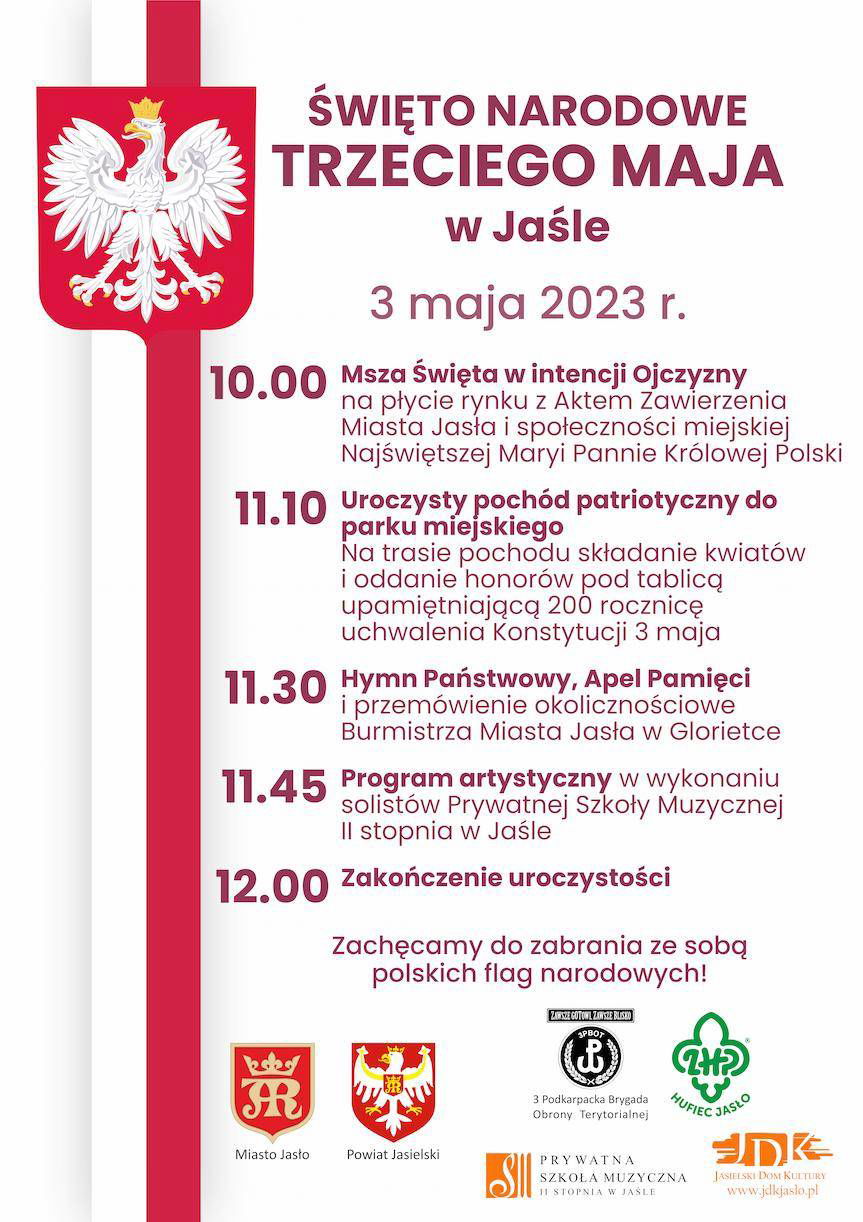 Święto Narodowe Trzeciego Maja w Jaśle - zapowiedź
