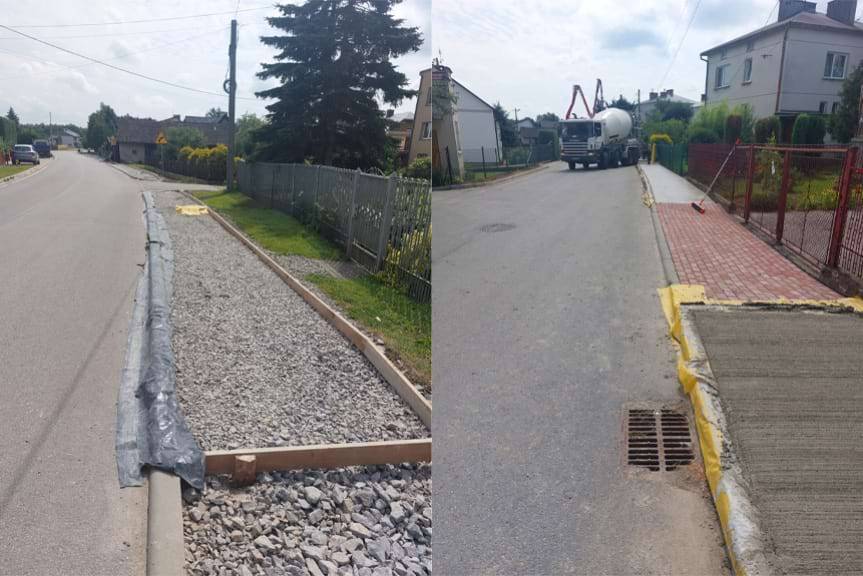 Prace przy budowie chodnika na ukończeniu