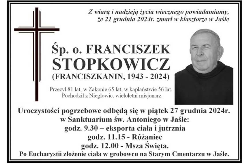 Zmarł franciszkanin o. Franciszek Stopkowicz