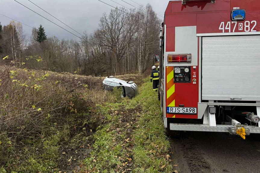 Zarzecze. Samochód wjechał do rowu
