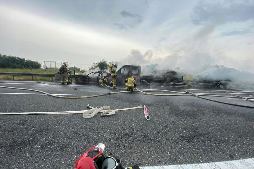 Dwa wypadki i kolizja na autostradzie A4