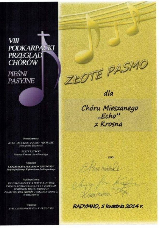 Złote Pasmo dla Chóru Echo