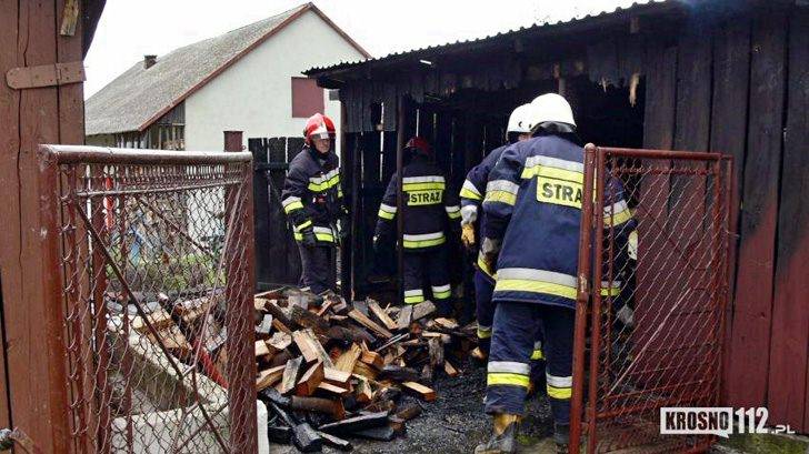 Pożar drewutni w Faliszówce