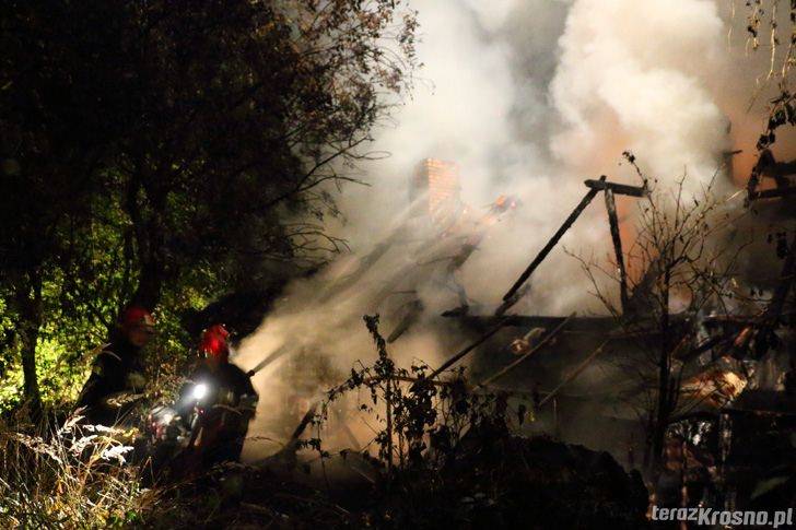 Pożar drewnianego domu w Krośnie