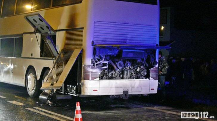 Pożar autokaru w Rymanowie