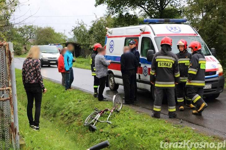 Potrącenie rowerzystki w Bóbrce
