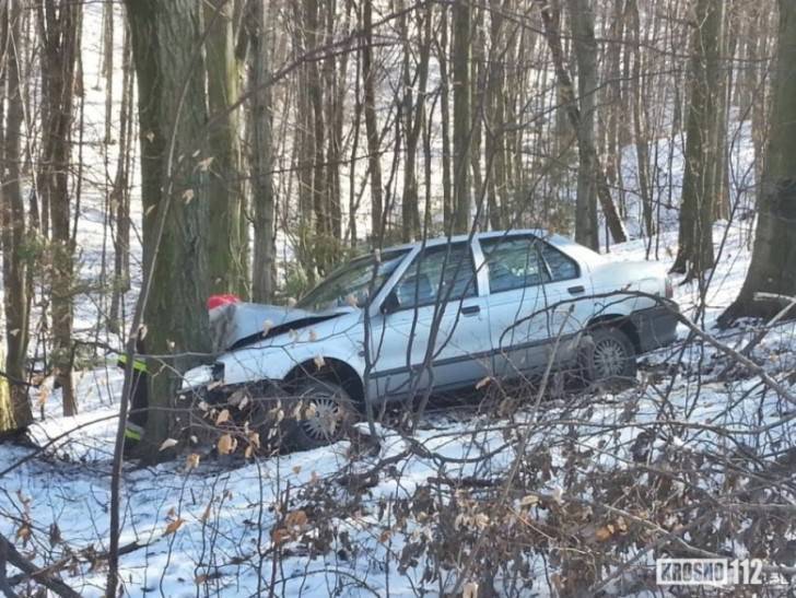 Zjechał z drogi, uderzył w drzewo