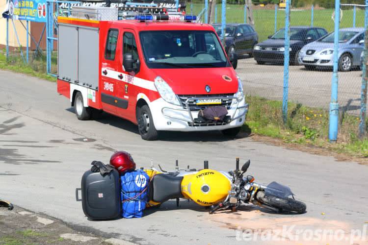 Zderzenie samochodu i motocykla w Rymanowie