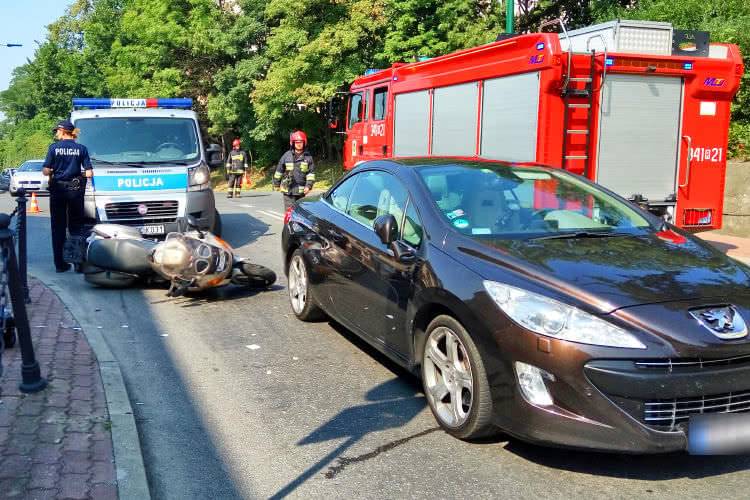 Krosno. Motocyklista uderzył w tył osobówki