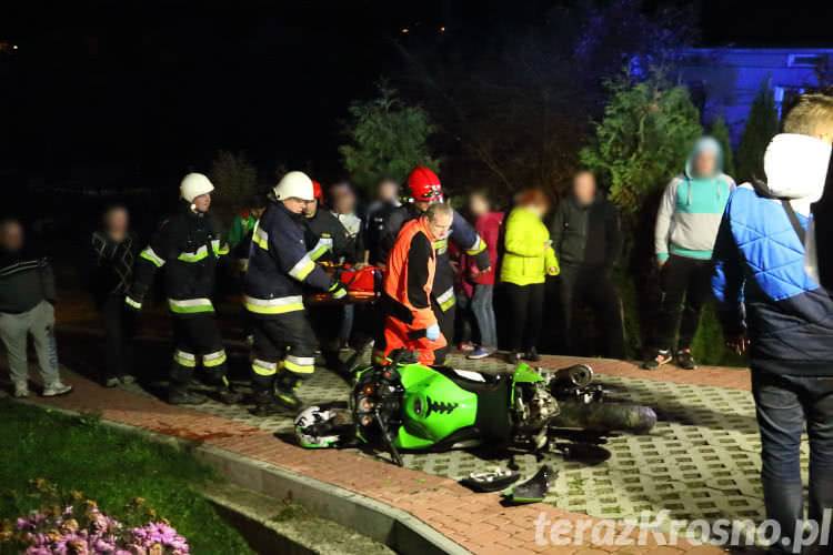 Wypadek w Kopytowej, motocyklista uderzył w przepust