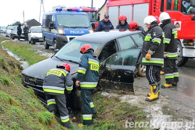 Łęki Dukielskie: Audi w rowie