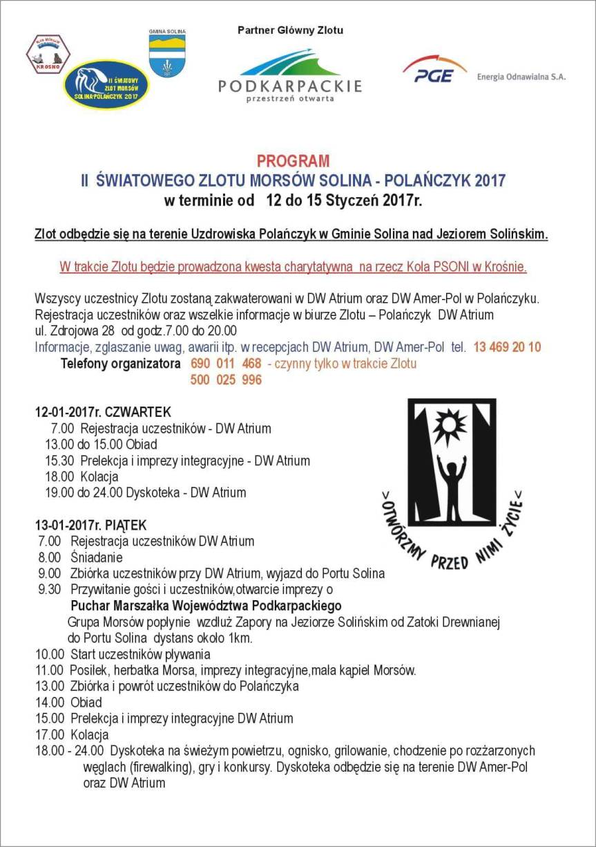 II Światowy Zlot Morsów Solina-Polańczyk 2017 - zaproszenie