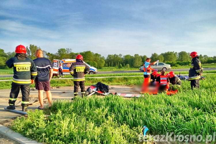 Wypadek w Krośnie. Pasażerka motocykla w szpitalu