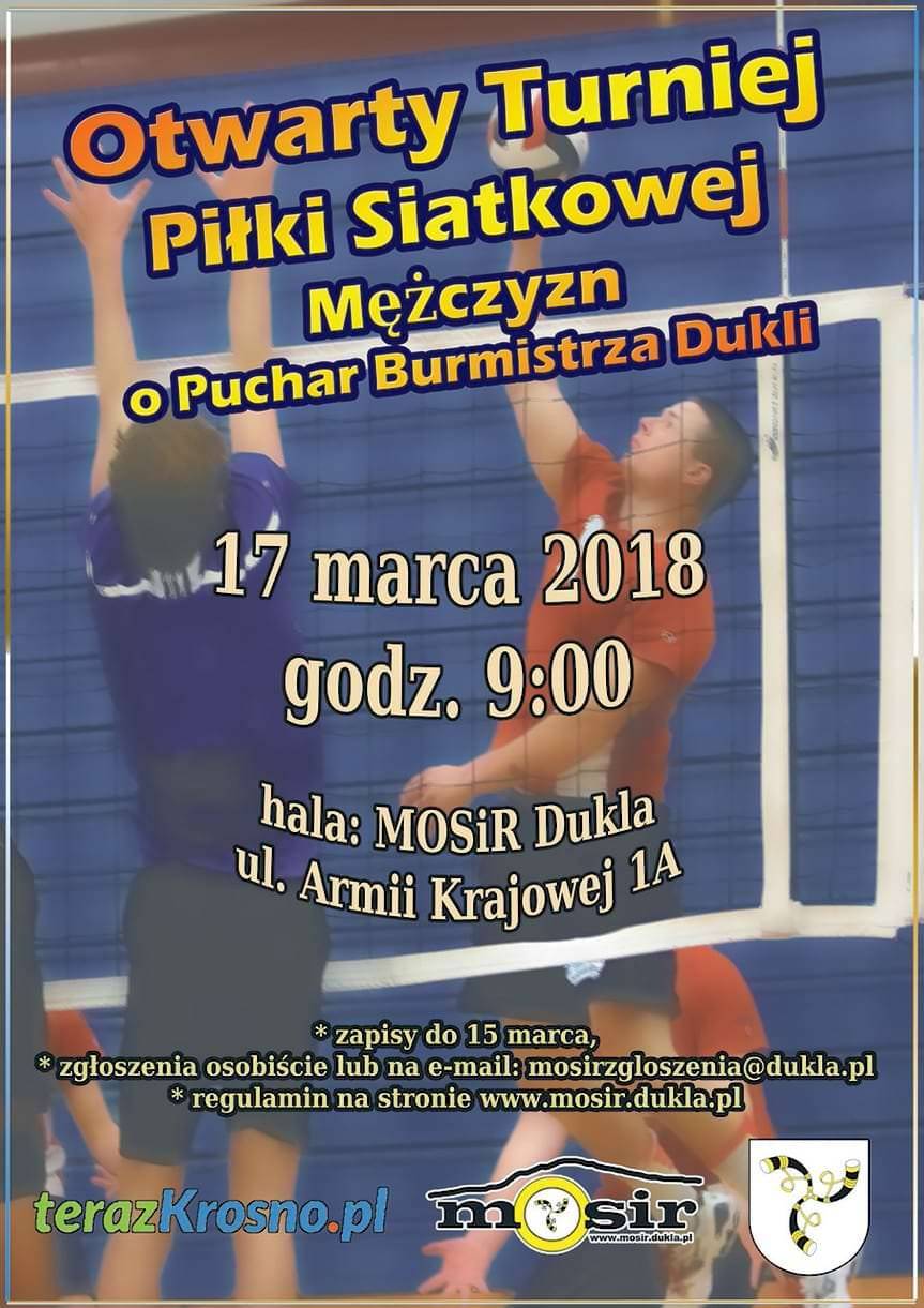 Otwarty Turniej Piłki Siatkowej Mężczyzn o Puchar Burmistrza Dukli - zaproszenie