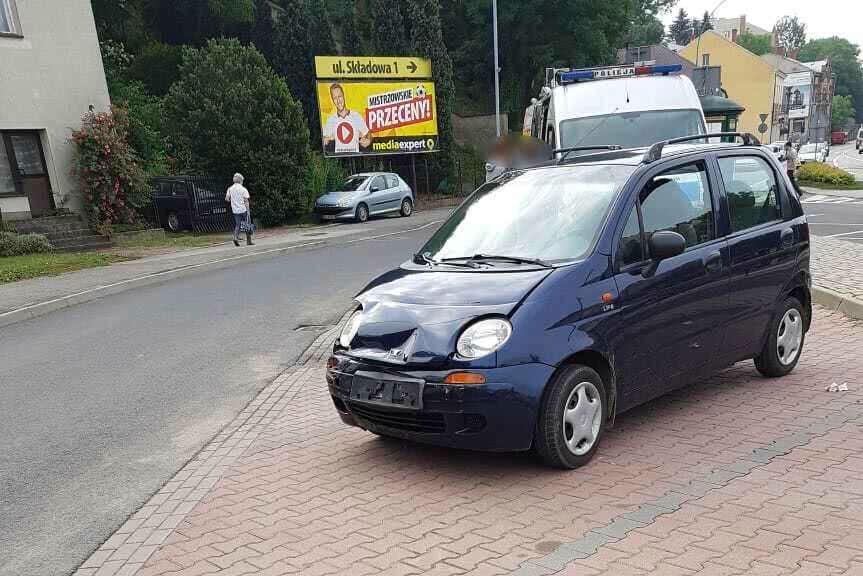 Kolizja na rondzie w Krośnie