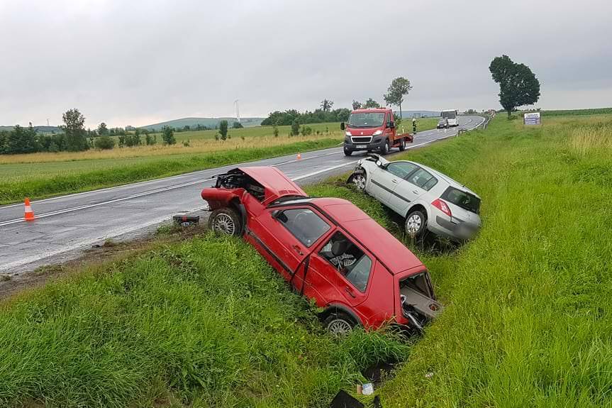 Kolizja trzech samochodów w Rymanowie
