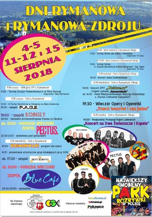 Dni Rymanowa i Rymanowa-Zdroju 2018 - zapowiedź