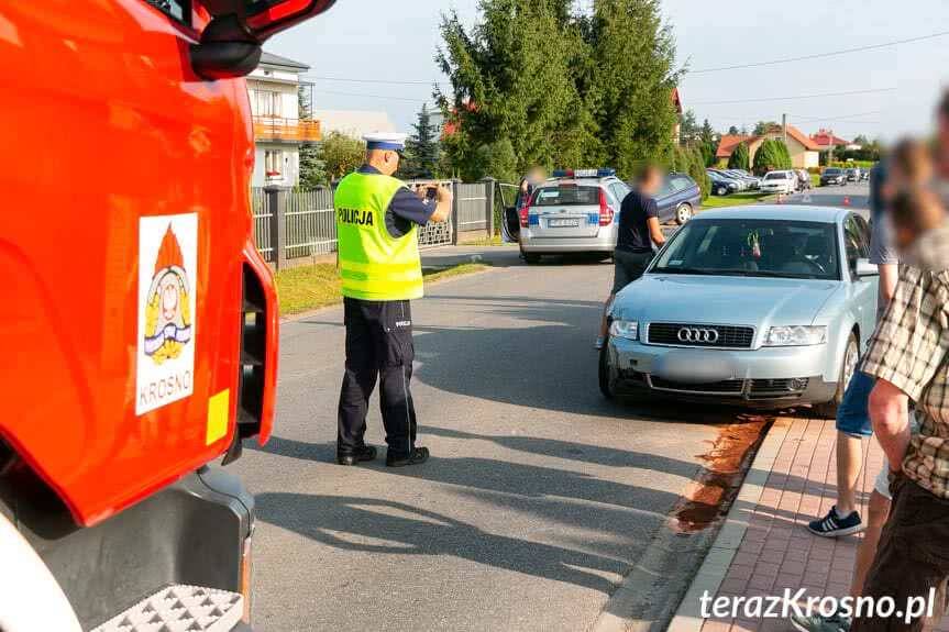 Zderzenie opla i audi w Łężanach
